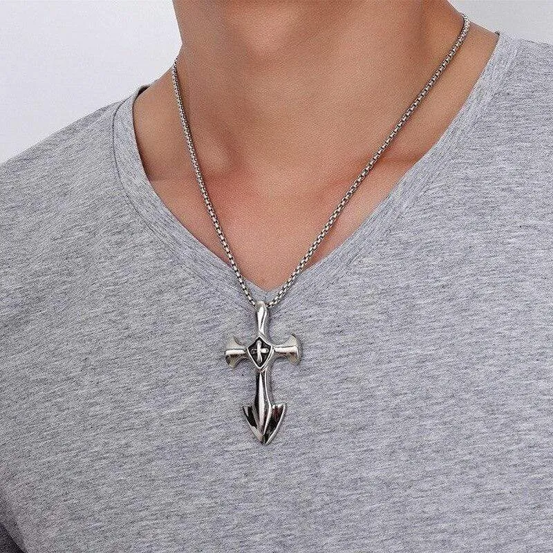 Men's Christian Necklace <br> Vintage Shield