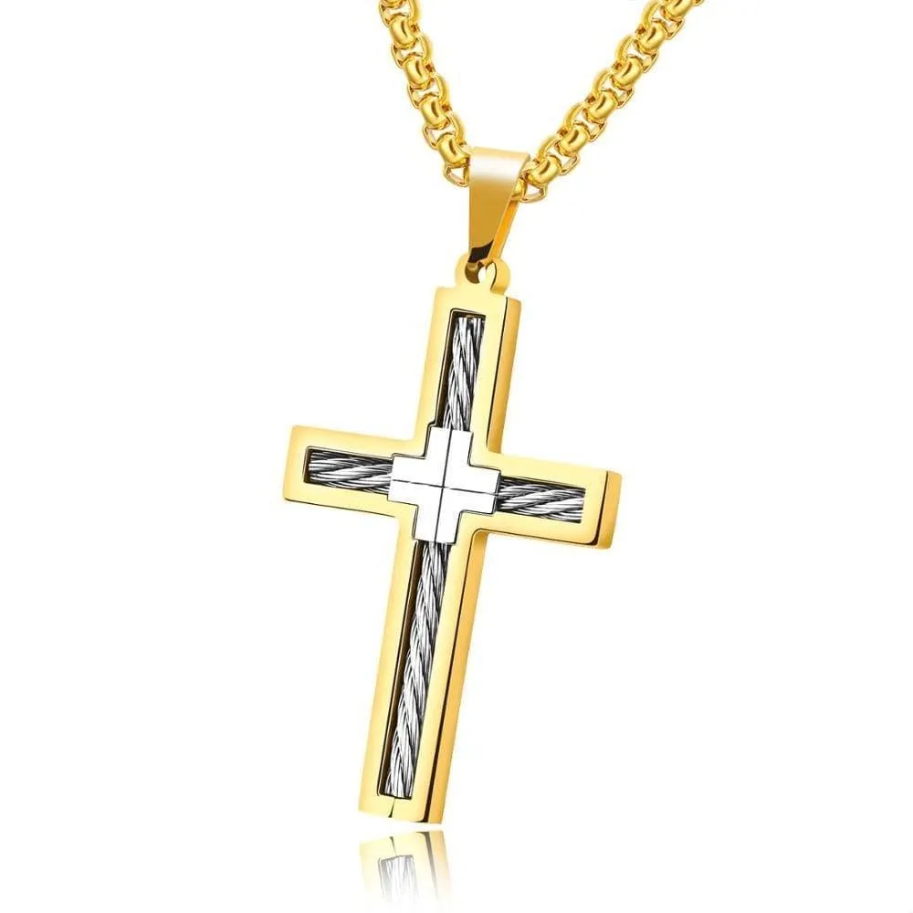 Men's Christian Necklace <br> Wire (Golden)