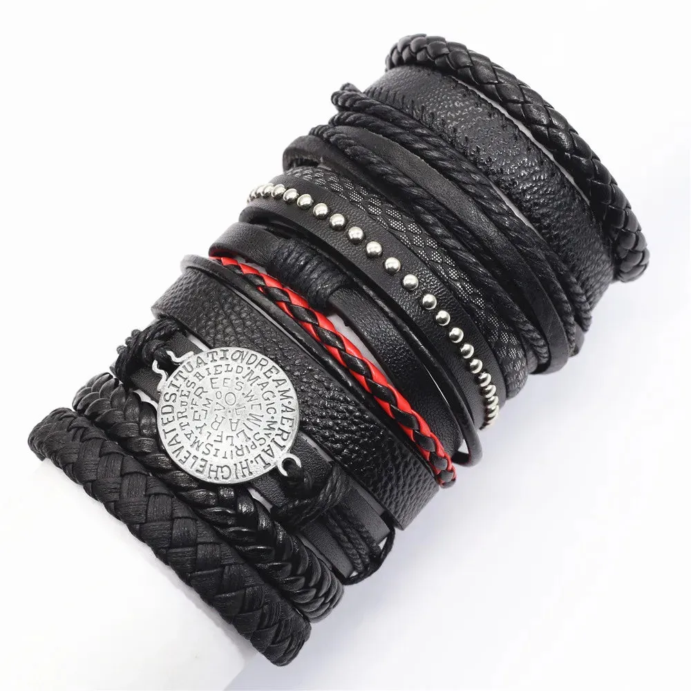 Men's Leather Bracelets Set - 10 Pieces for Every Style