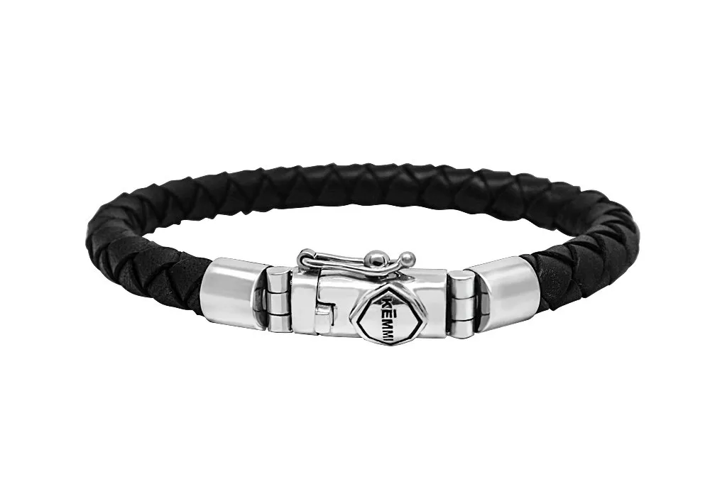 Men's Owen Black Leather Bracelet