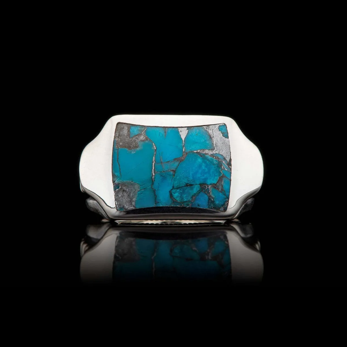 Men's Sleek Turquoise Ring - Ring 8 TQ