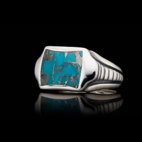 Men's Sleek Turquoise Ring - Ring 8 TQ