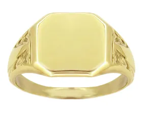 Men's Victorian Rectangular Signet Ring in 14 Karat Yellow Gold