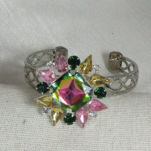 Multi-colored Crystal Cuff Bracelet