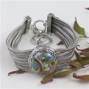 Multi-colored Swirled Cuff Bangle Bracelet