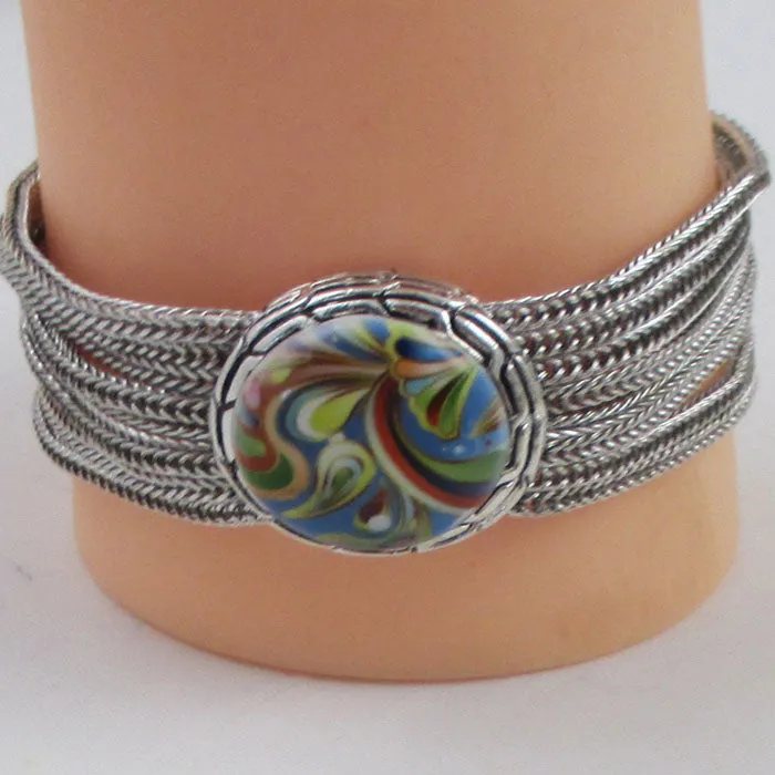 Multi-colored Swirled Cuff Bangle Bracelet