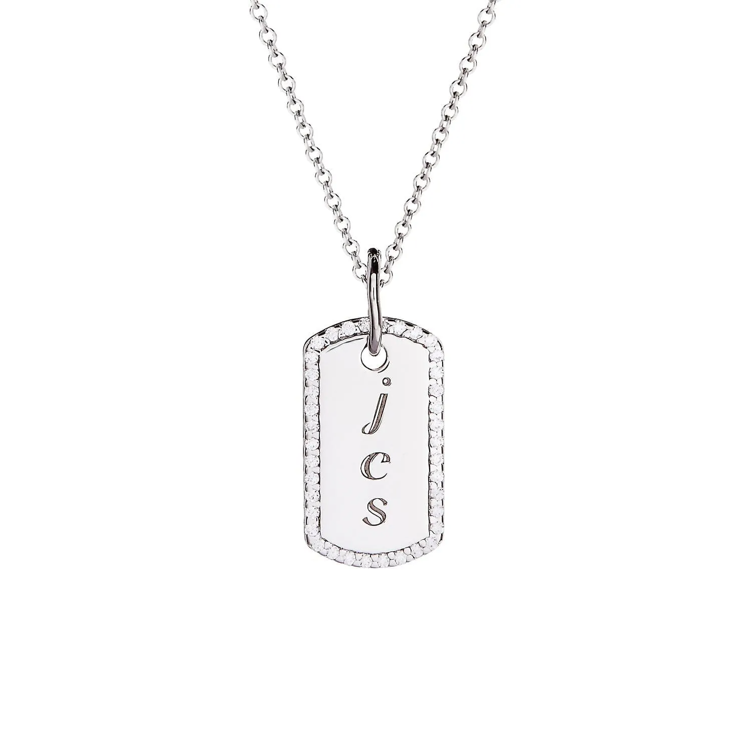 Pavé Small Dog Tag Necklace