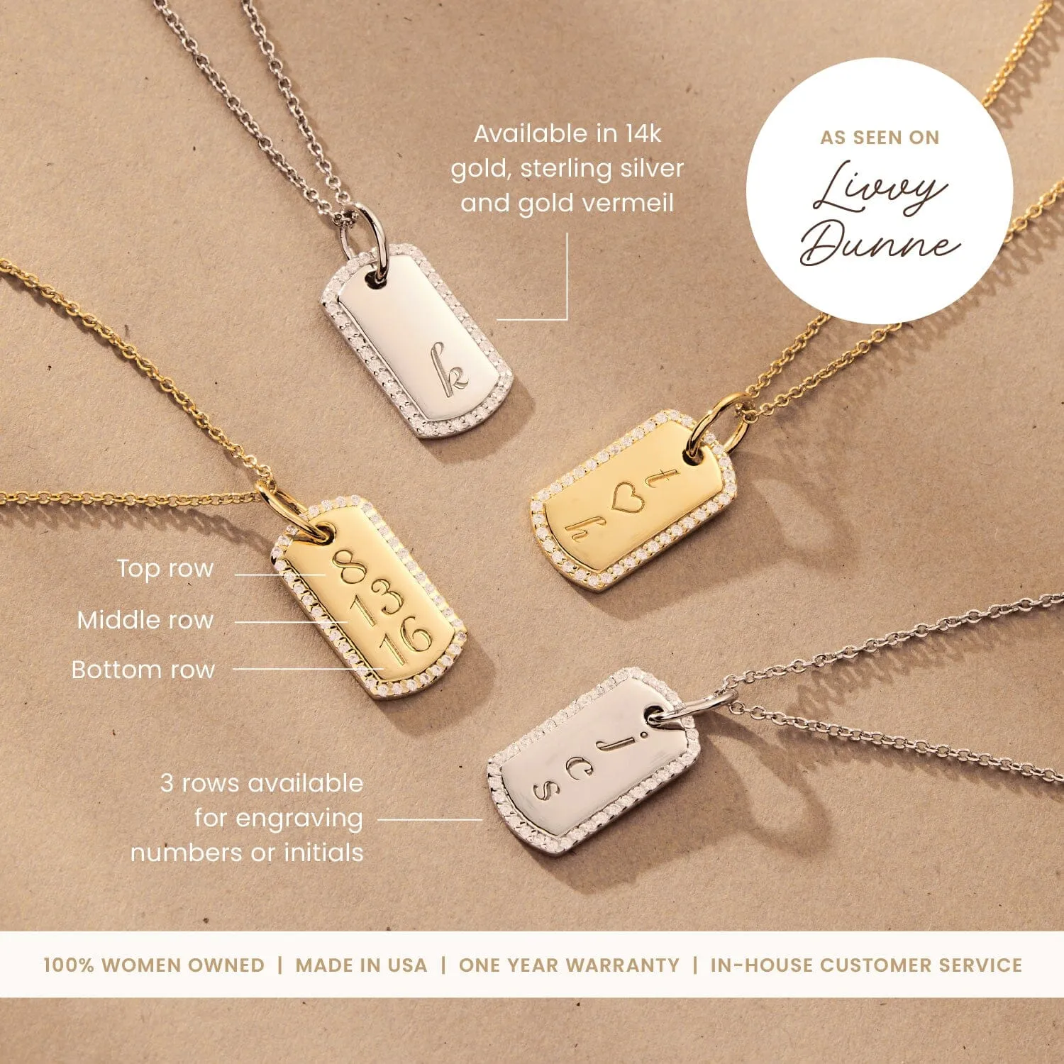 Pavé Small Dog Tag Necklace