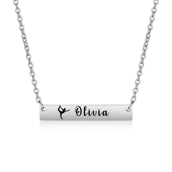 Personalized Gymnastics Name Bar Necklace