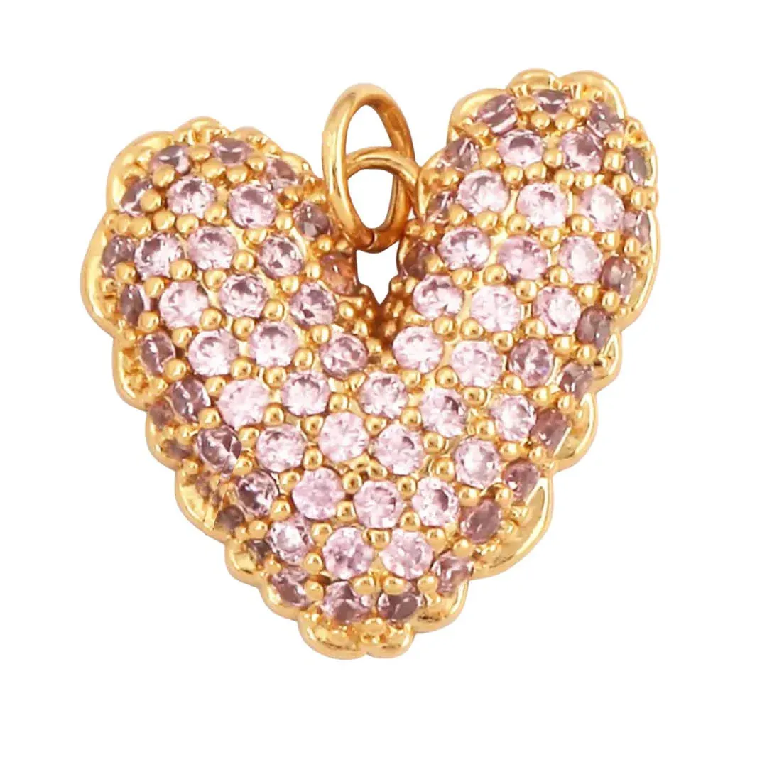 Pink Pave Heart Charm