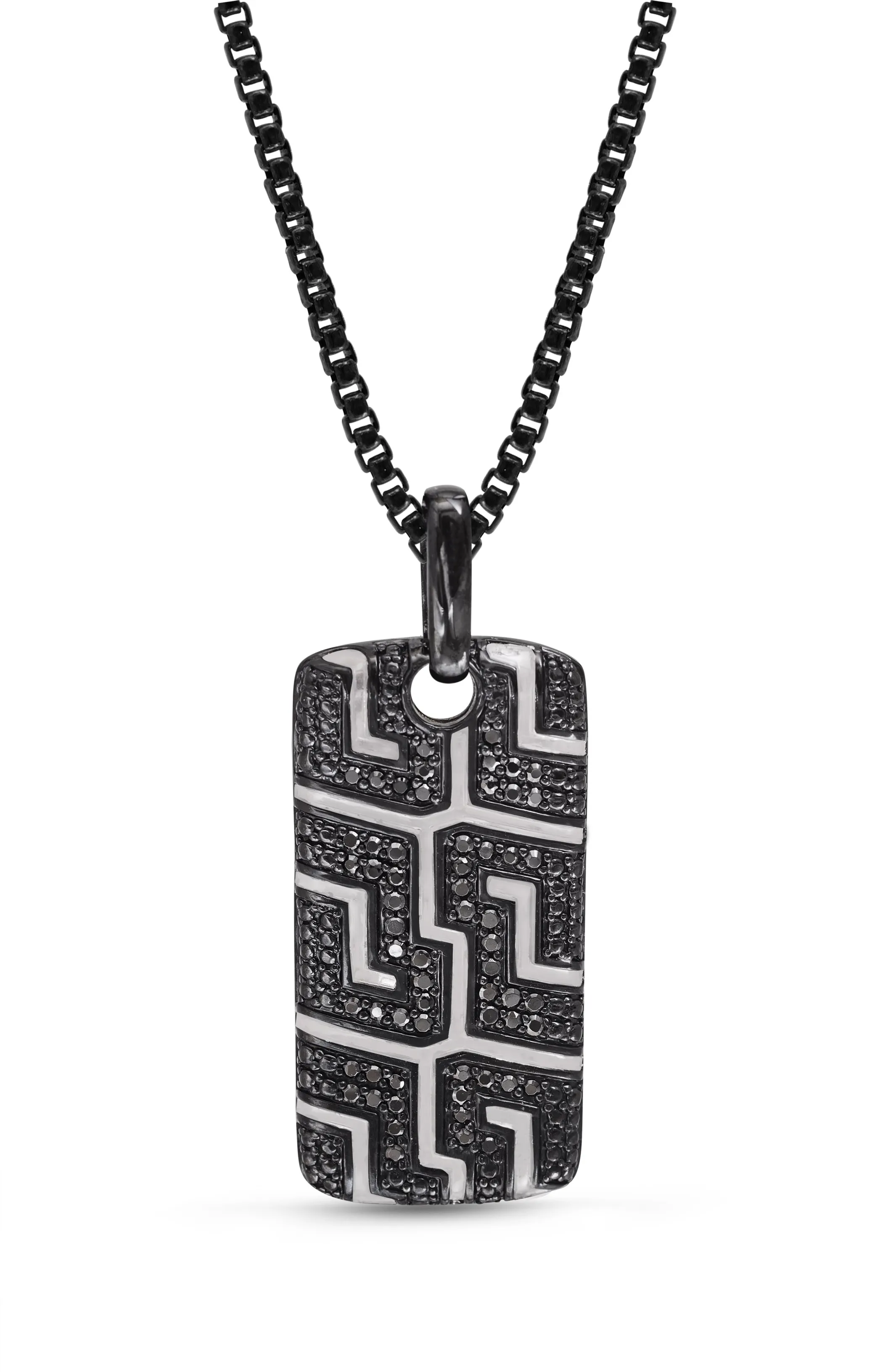 Pro Rider Black Rhodium Plated Sterling Silver Tire Tread Black Diamond Tag