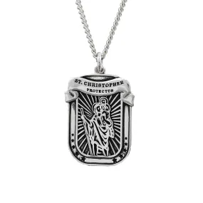 Protectus' St Christopher Dog Tag Personalised Silver Necklace