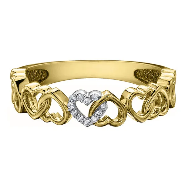 "HEART OF MY HEART" STACKABLE  DIAMOND HEART BAND