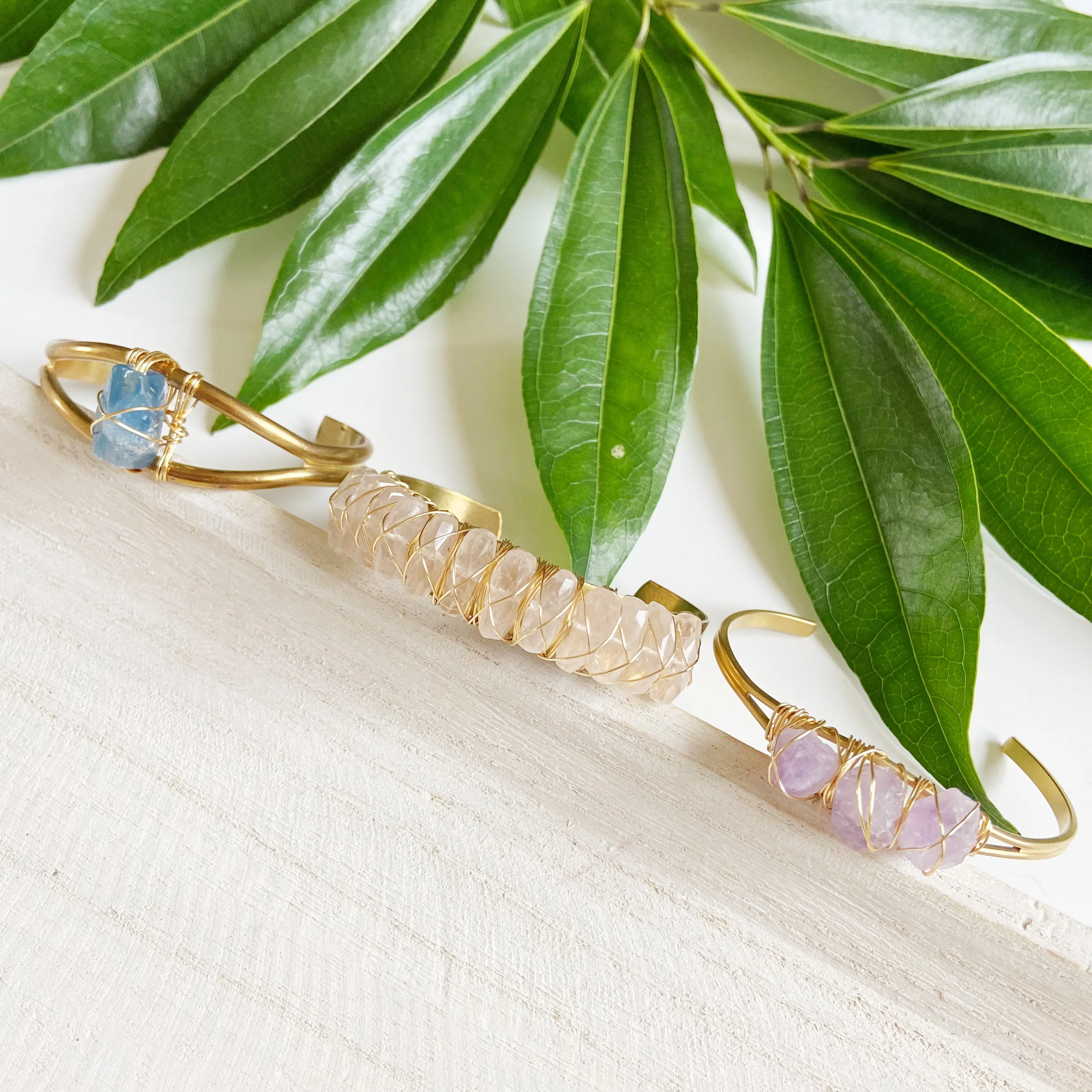 Raw Gemstone Statement Cuff Bracelet