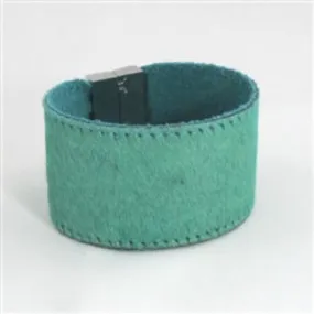 Sea Green Wide Pony Leather Cuff Bracelet Hair-on Leather