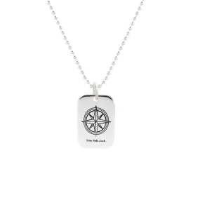 Silver Compass Small Dog Tag Necklace