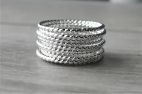 Silver Stacking rings • Twist Rope Rings • 925 Artisan Jewelry