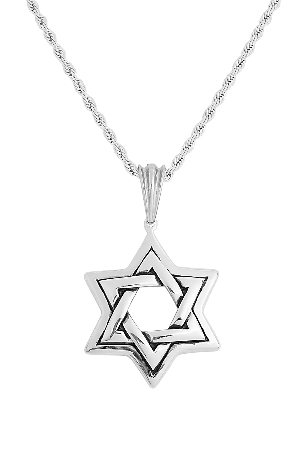 Silver Star of David Pendant Necklace