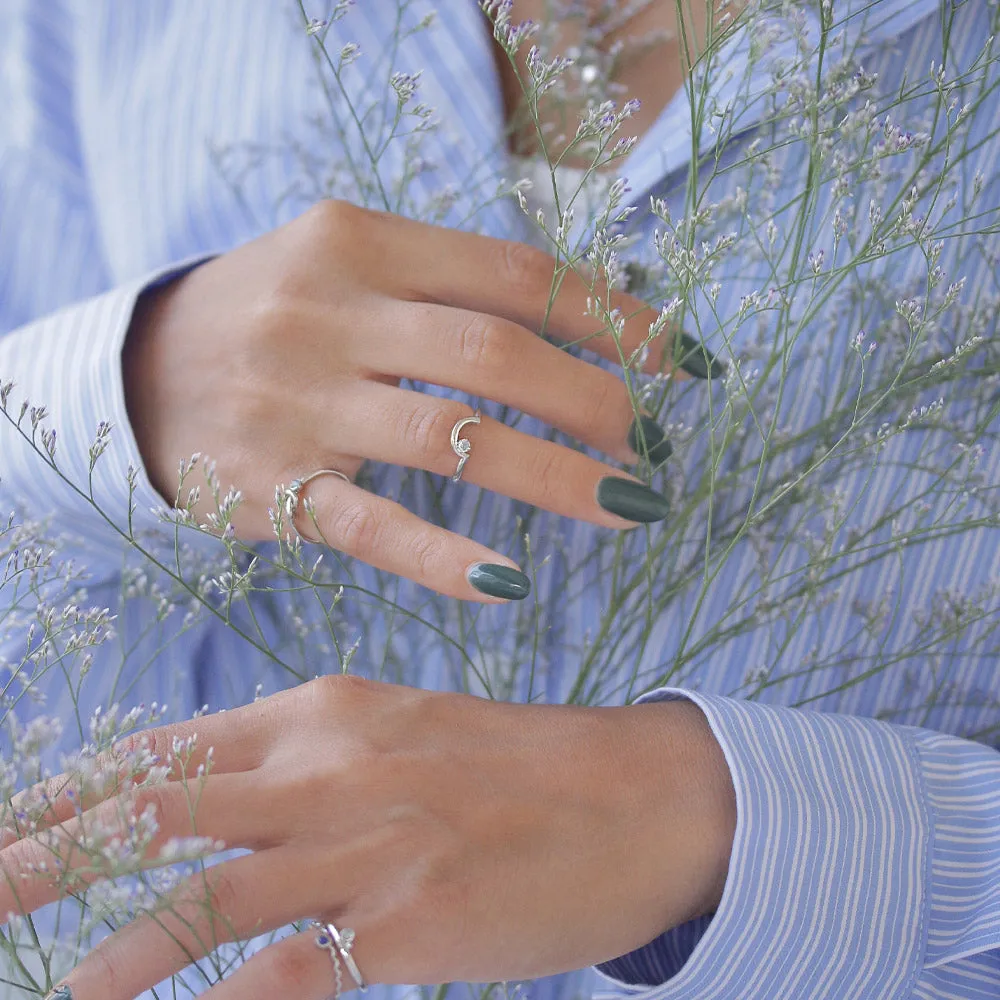 Silver Tone Arched Pinky Ring