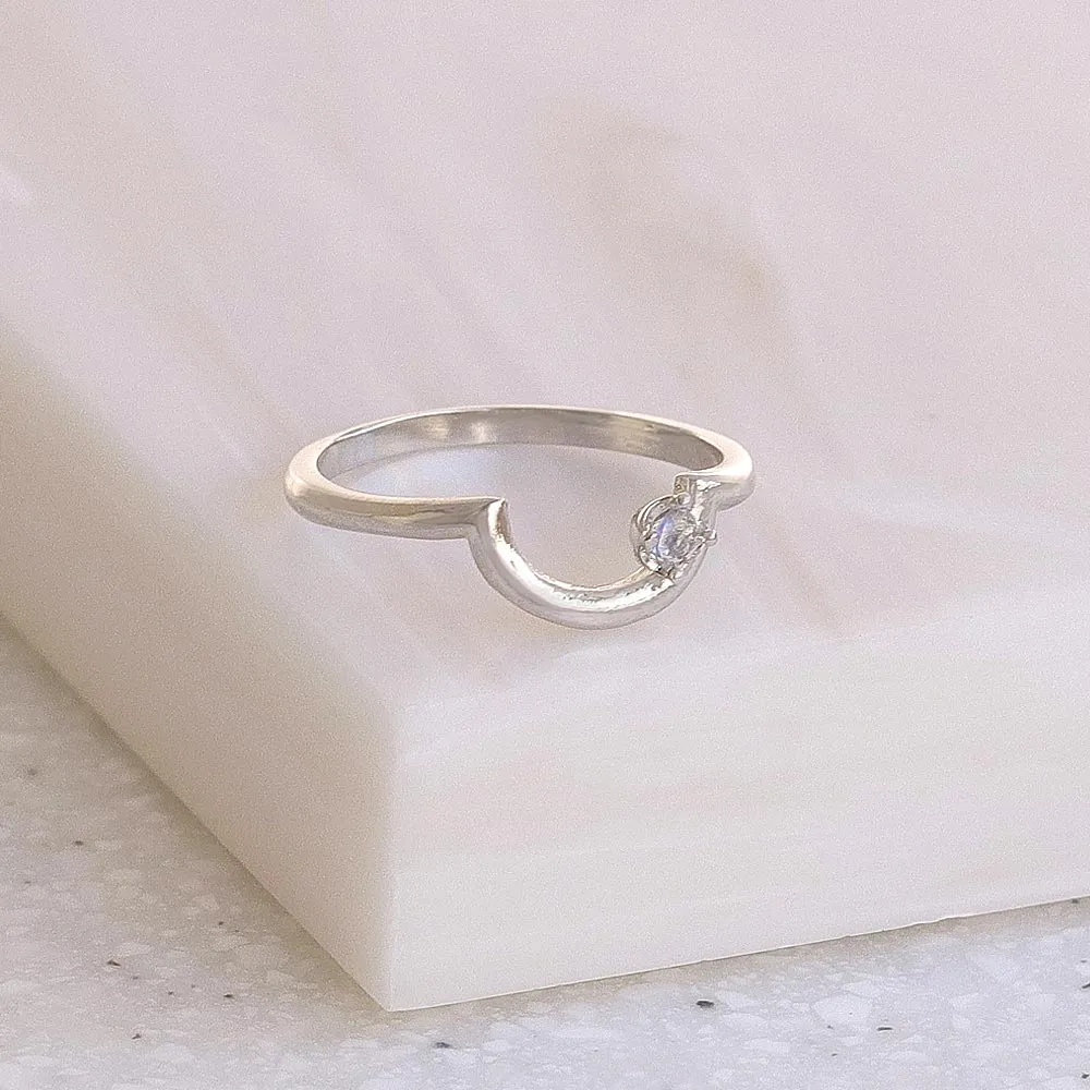 Silver Tone Arched Pinky Ring