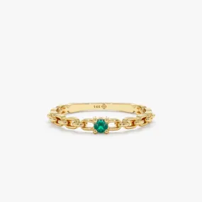 Single Emerald Chain Ring, Brynn