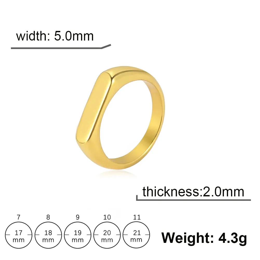 Skyrim Stainless Steel Signet Rings for Men Women Minimalist 5MM Wide Finger Rings 2024 Trend Wedding Couple Jewelry Gift Hot