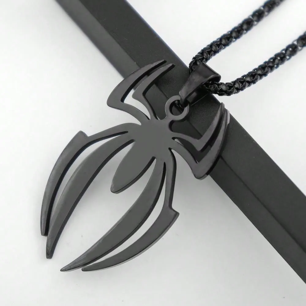 Spider Stainless Steel Black Pendant Necklace for Men Jewelry for Men Jewelry