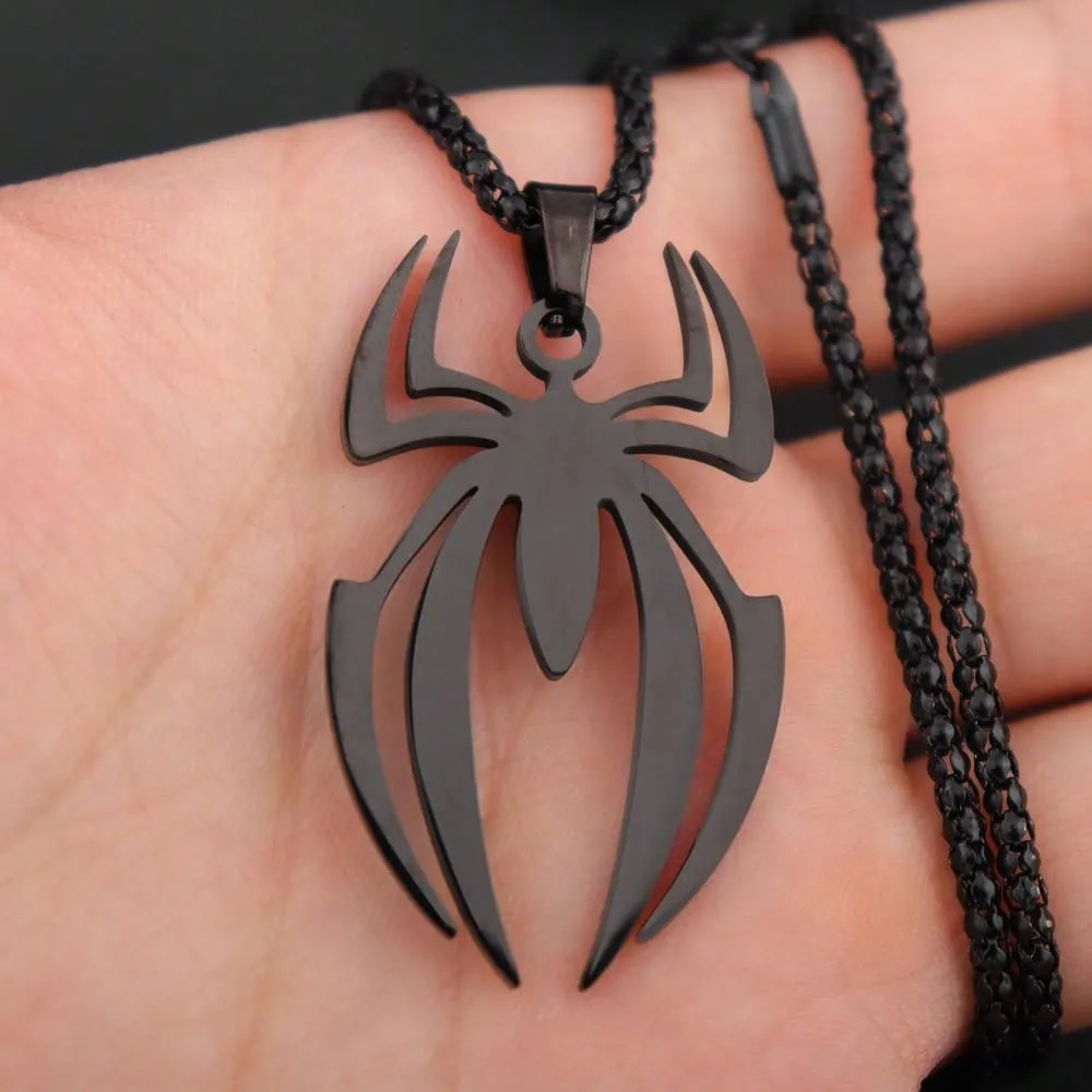 Spider Stainless Steel Black Pendant Necklace for Men Jewelry for Men Jewelry