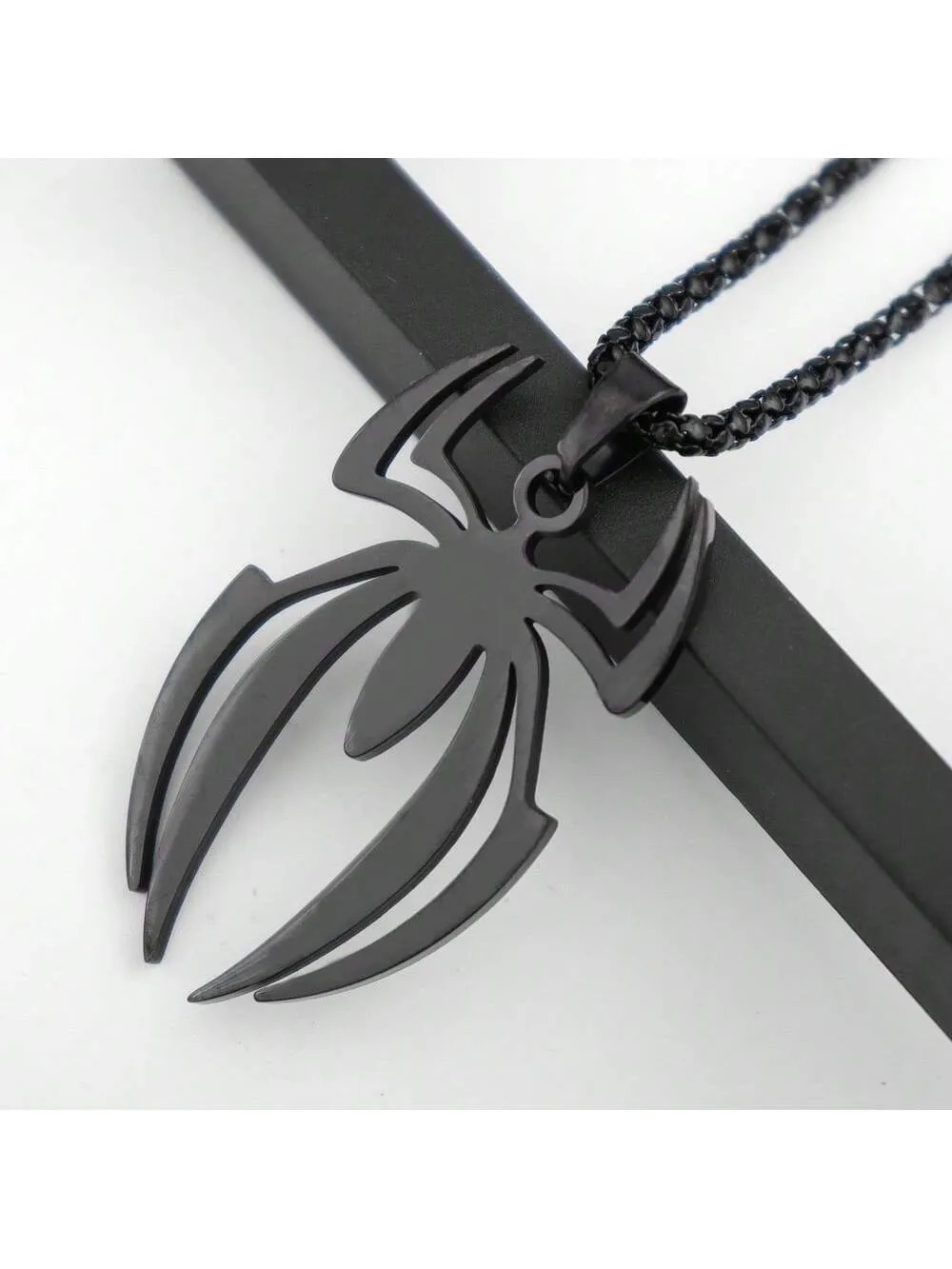 Spider Stainless Steel Black Pendant Necklace for Men Jewelry for Men Jewelry