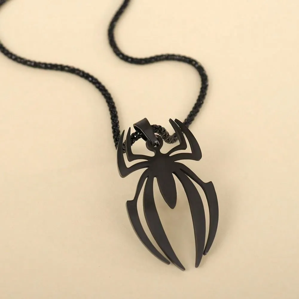 Spider Stainless Steel Black Pendant Necklace for Men Jewelry for Men Jewelry