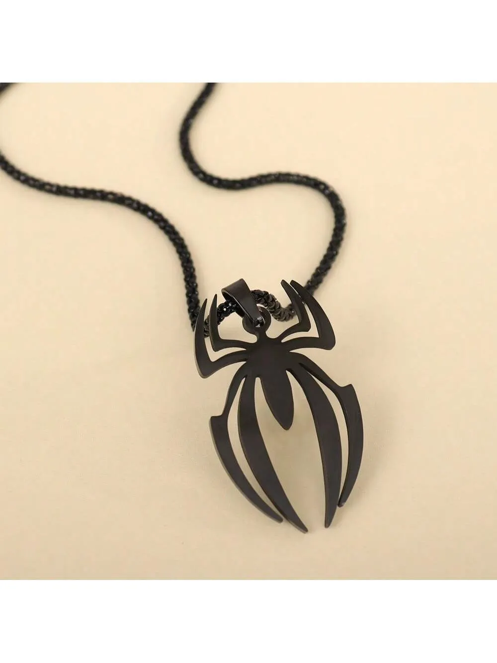 Spider Stainless Steel Black Pendant Necklace for Men Jewelry for Men Jewelry