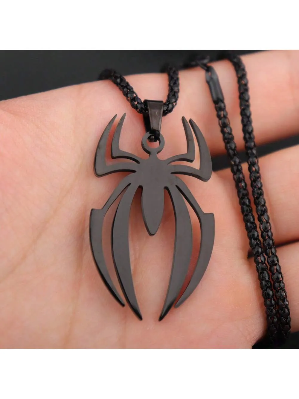 Spider Stainless Steel Black Pendant Necklace for Men Jewelry for Men Jewelry