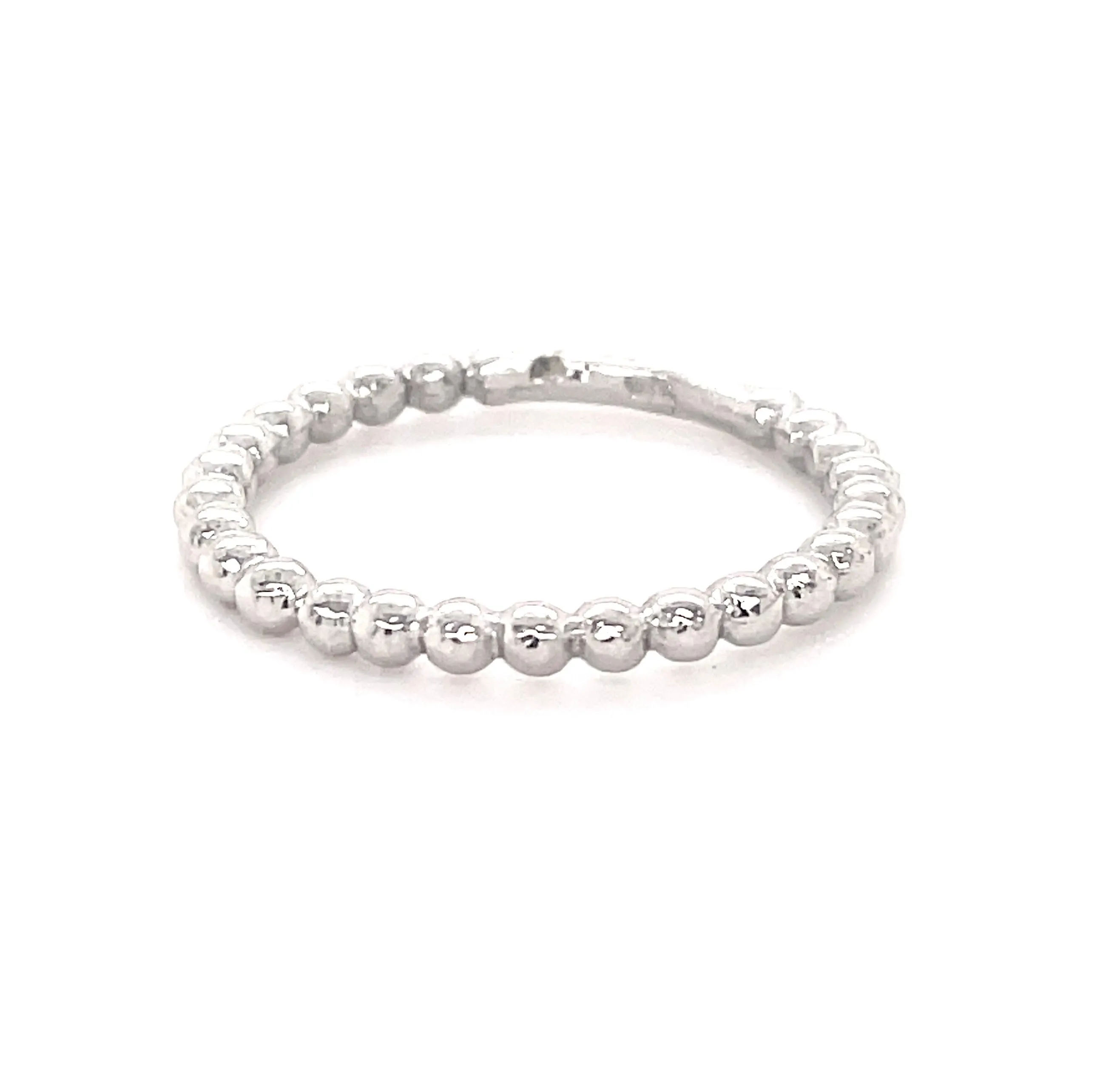 Stackable Beaded White Gold Ring