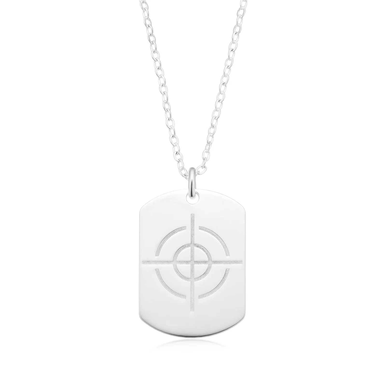 Sterling Silver Dog Tag Engraved Target Pendant