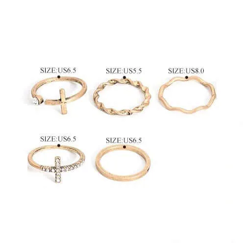 Stone Cross Ring Set