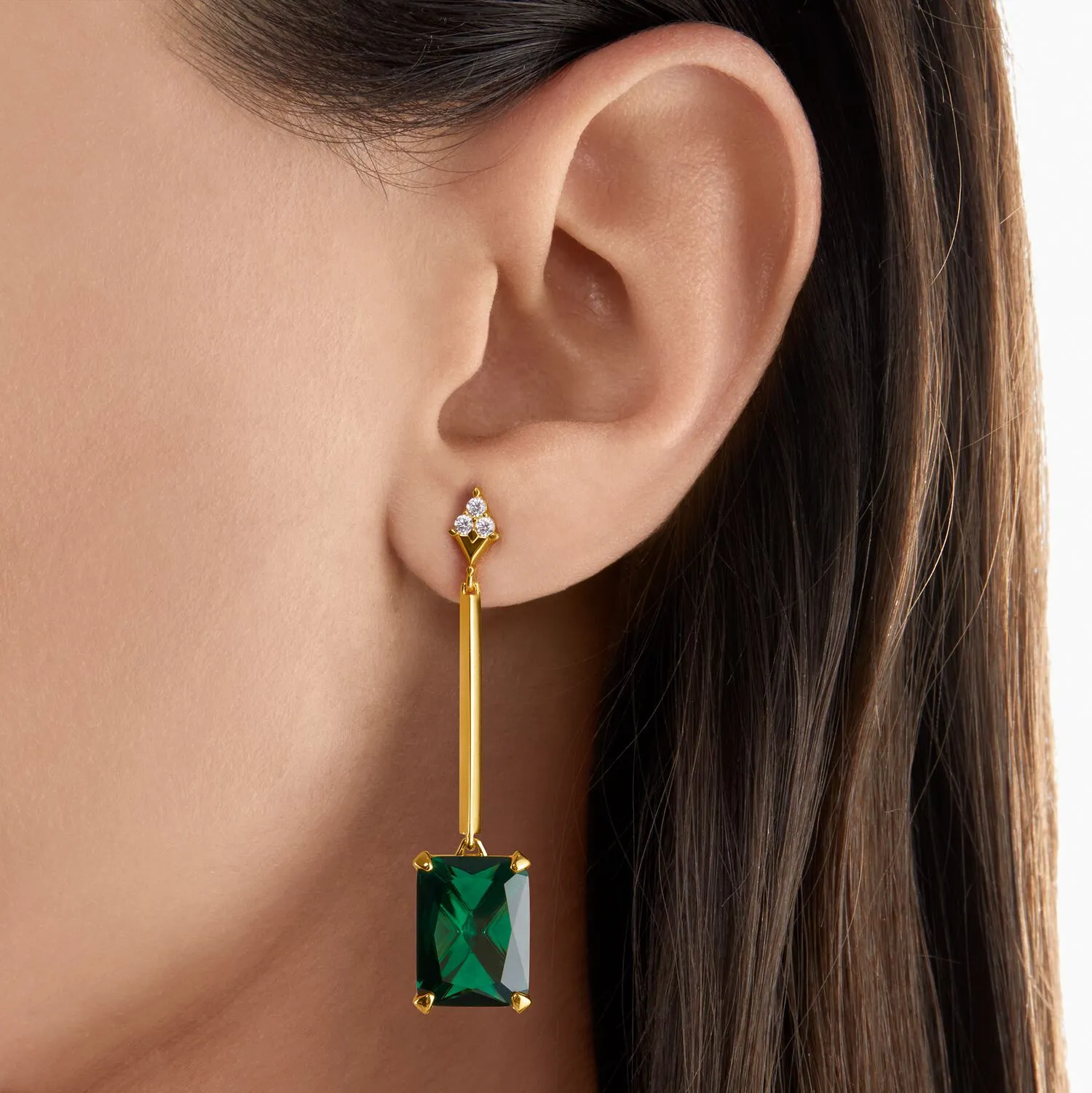 Thomas Sabo Earring Green Stone Gold