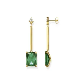 Thomas Sabo Earring Green Stone Gold