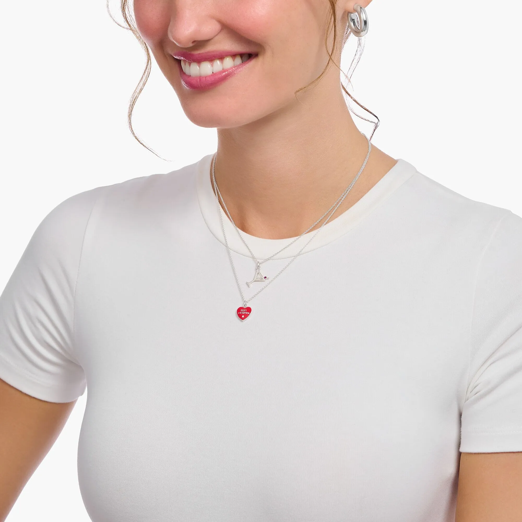 THOMAS SABO Necklace with red heart pendant - silver