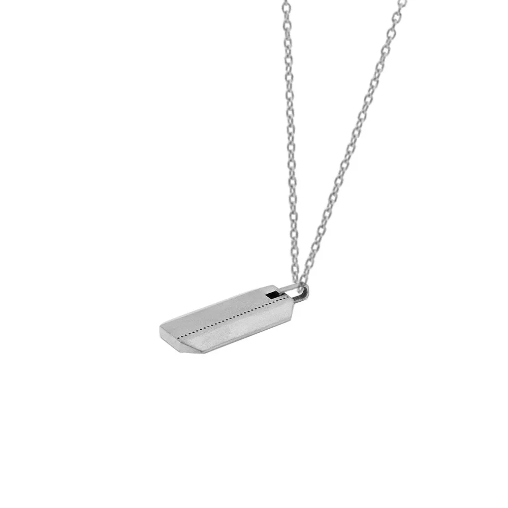 Titanium Dog Tag With Round Black Diamonds