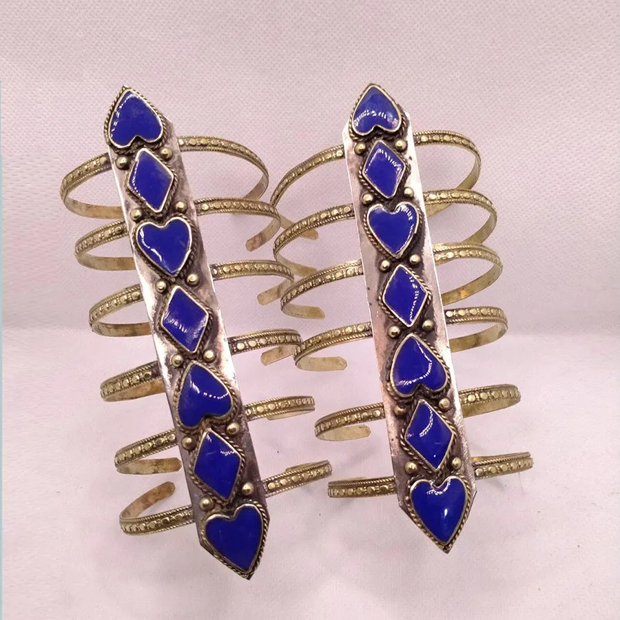 Tribal Antique Blue Stone Cuff Bracelets