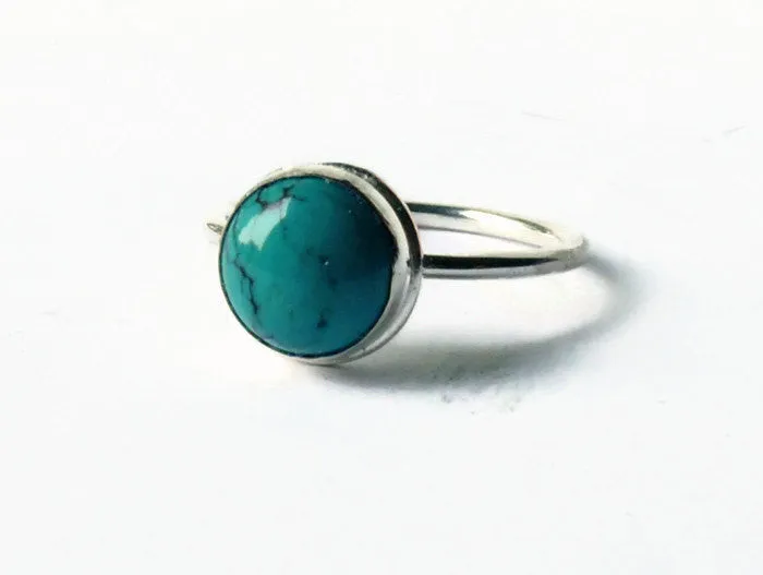 Turquoise ring stone ring sterling silver stacking gemstone ring sterling gemstone stackable rings