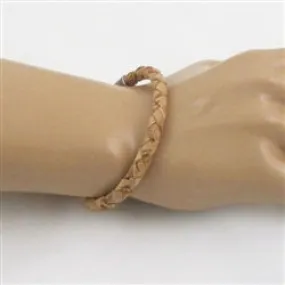 Unisex Camel Braided Cork Bracelet Look of Leather