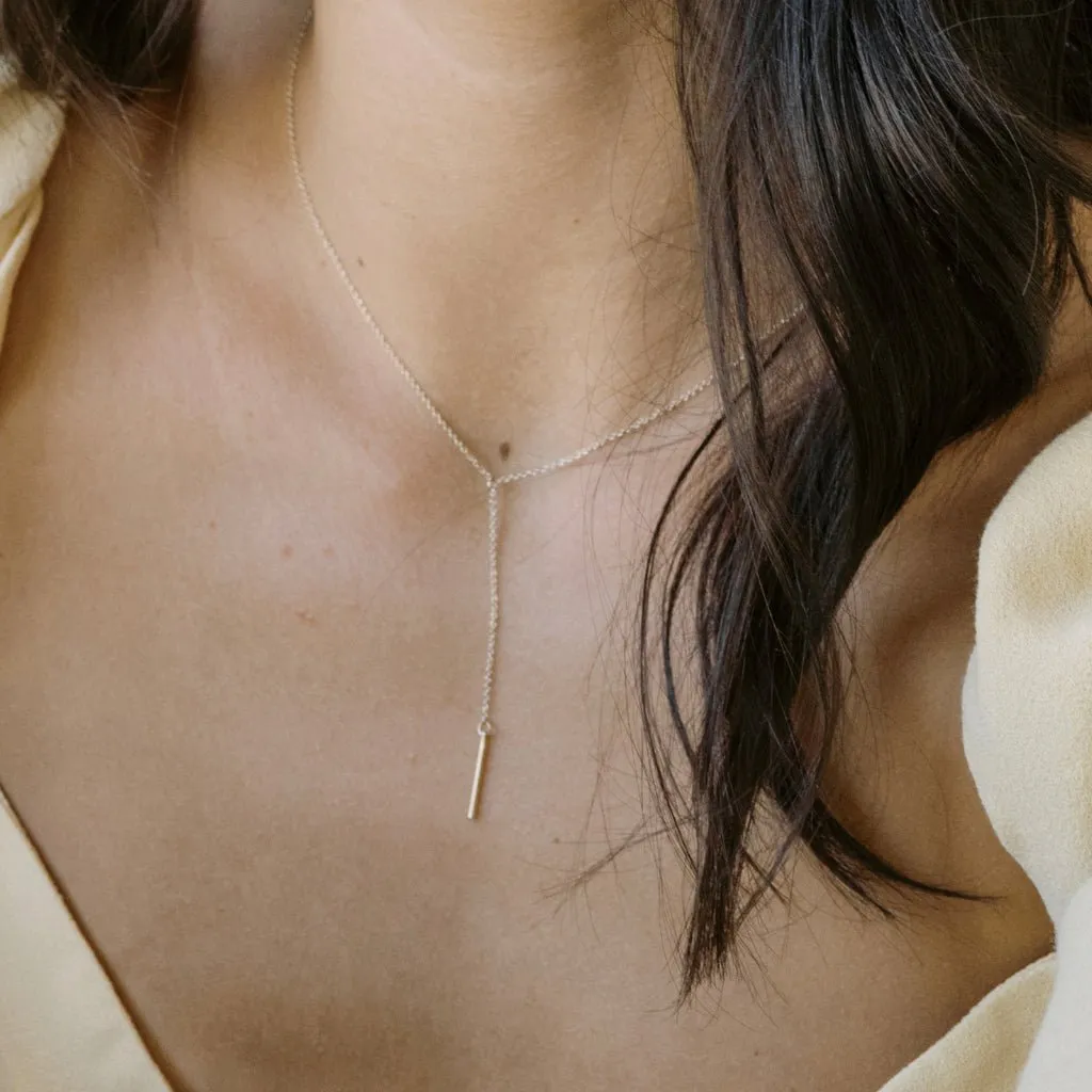 Whisper Thin Lariat Bar Necklace