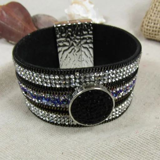 Wide Black Suede Cuff Bracelet