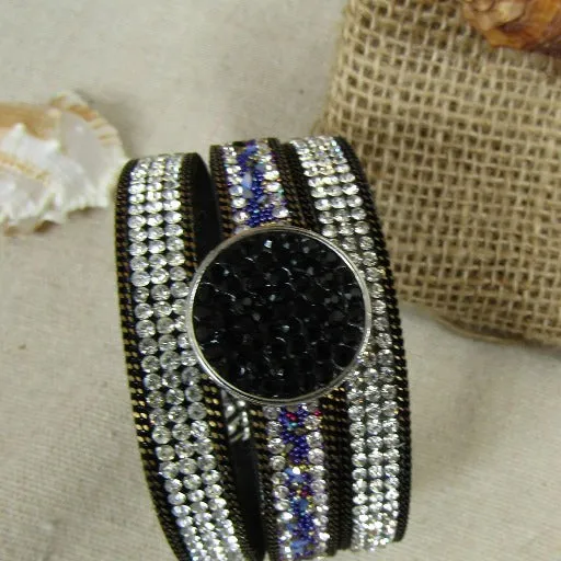 Wide Black Suede Cuff Bracelet