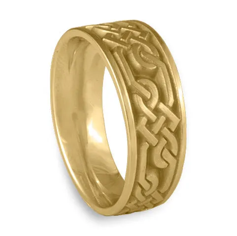 Wide Lattice Wedding Ring in 14K Yellow Gold