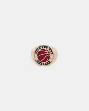 Wild For The Weekend Baller Basketball Signet Ring (Large) Gold