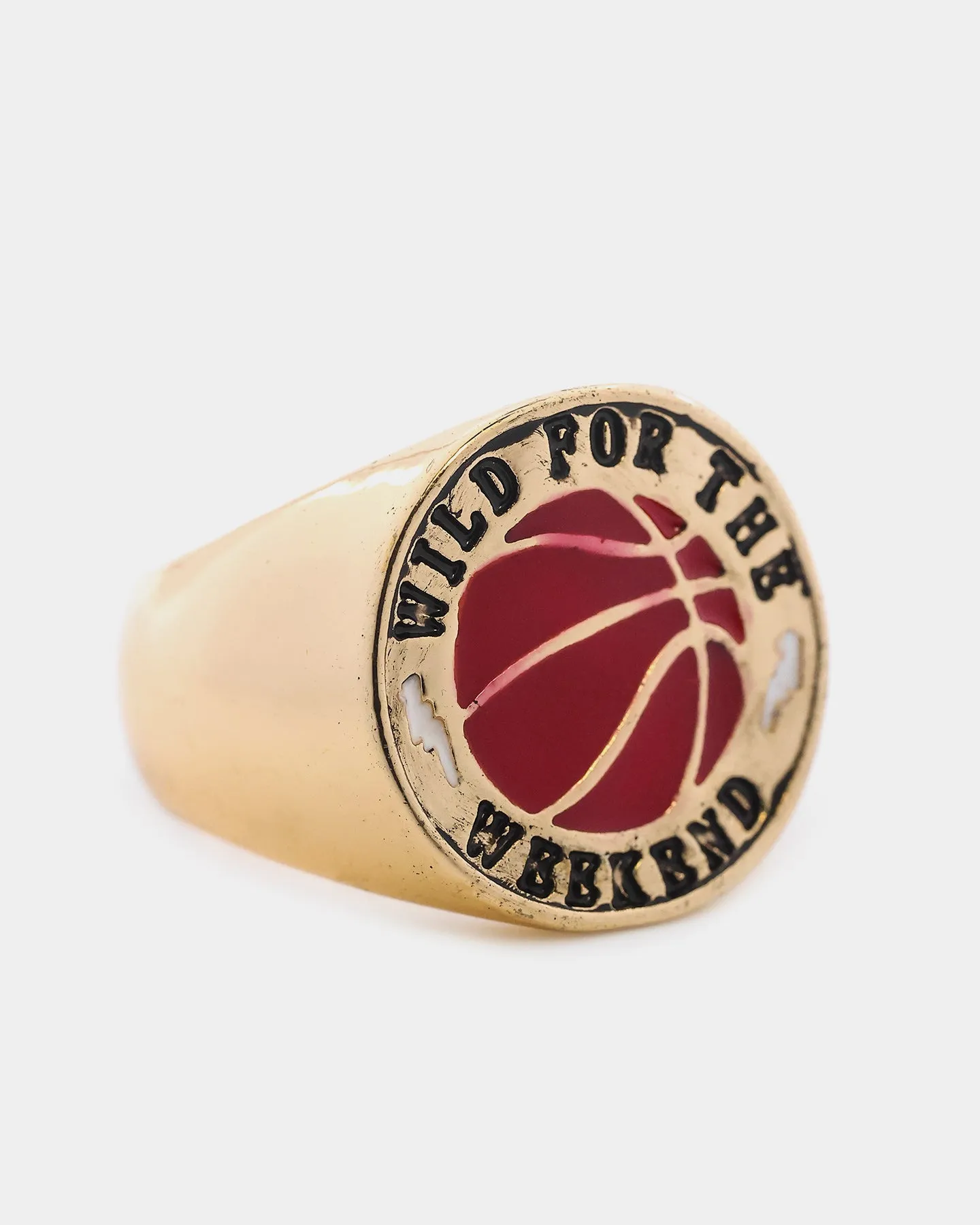 Wild For The Weekend Baller Basketball Signet Ring (Large) Gold