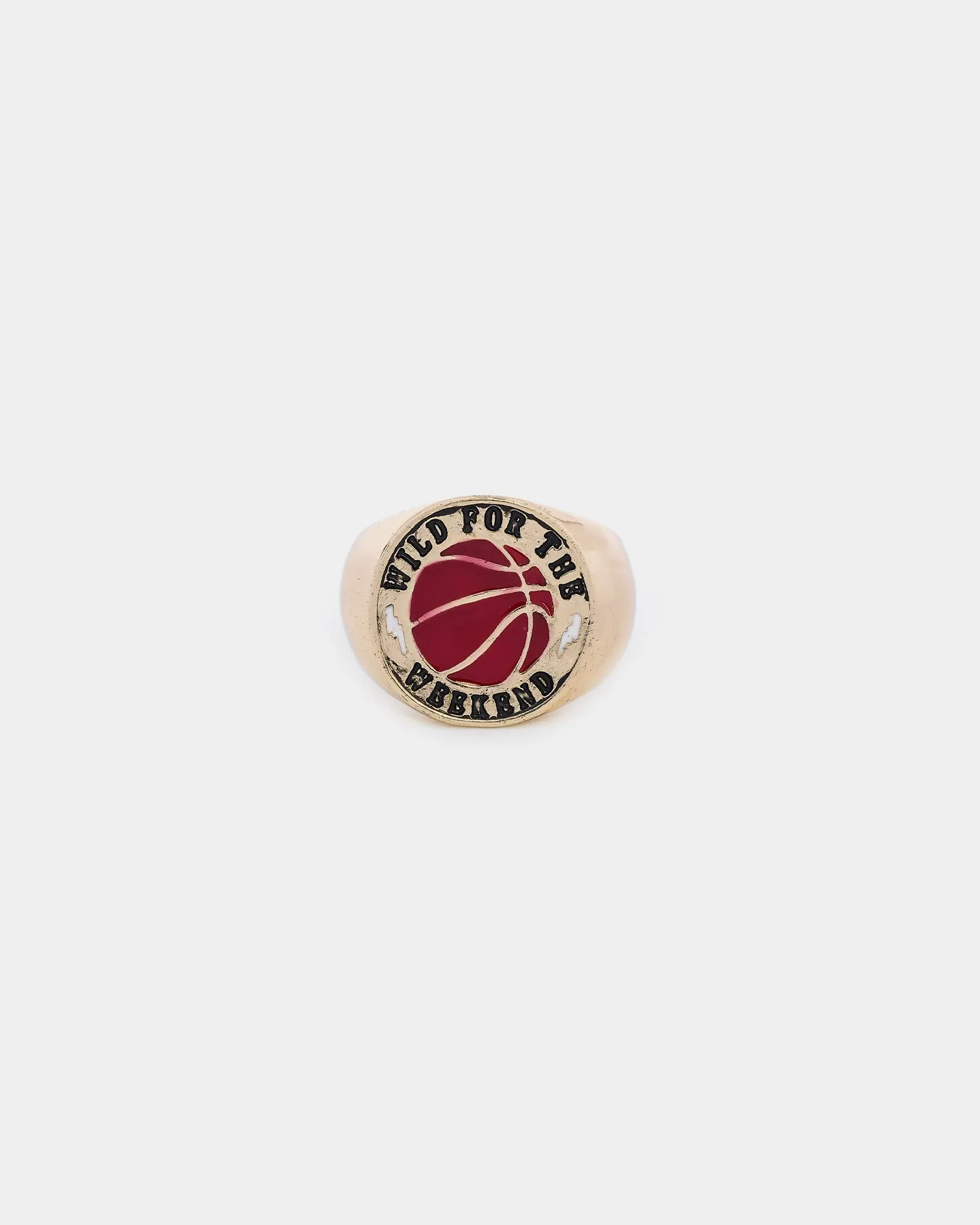 Wild For The Weekend Baller Basketball Signet Ring (Large) Gold