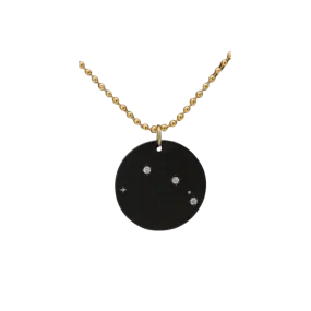 Zirconium Aries Zodiac Lab Grown Diamond Disc Necklace with Gold Filled Chain